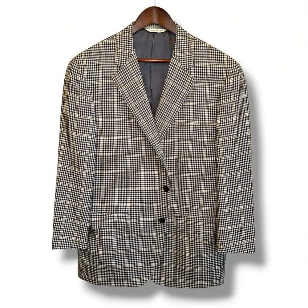 Samuelsohn Cream and Brown Glencheck Super 110s Sport Coat 44R